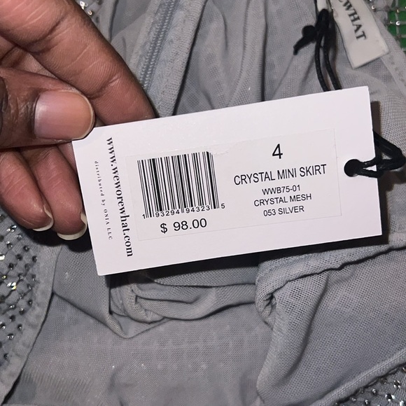 NWT WeWoreWhat Elegant White Mesh Rhinestone Skirt size 4 - Picture 6 of 10